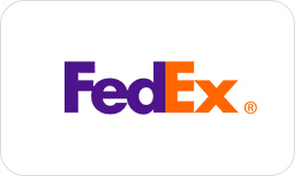 A fedex logo is shown on top of the word " fedex ".