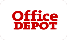 A red logo for the office depot.