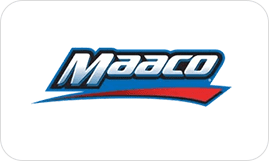 A logo of maaco for the company.